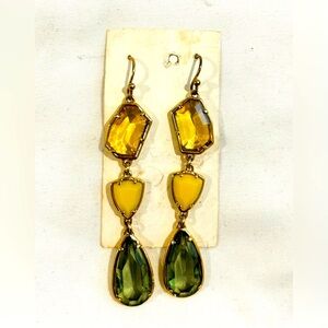 Elegant Gold and Green Crystal Dangle Earrings